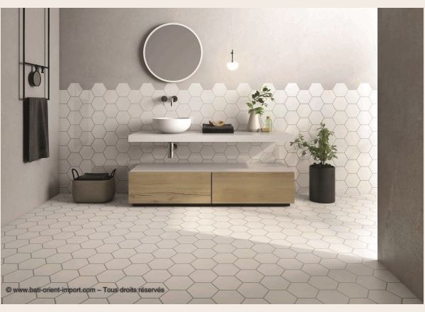 Bati-Orient Hexagonaux Matt 14x16 cm blanc salle de bains